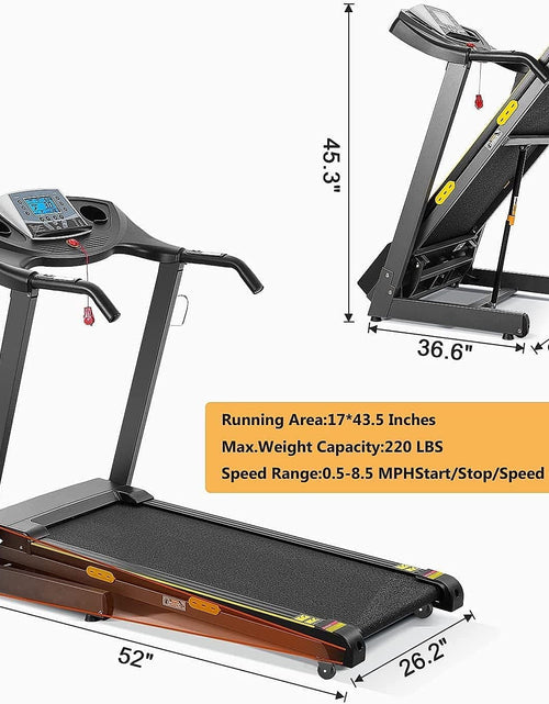 Load image into Gallery viewer, Treadmill with Incline Folding with 12 Level Automatic Incline 2.5Hp Power 8.5Mhp Speed Running Machine 15 Preset Training Program Electric Treadmill for Home Use
